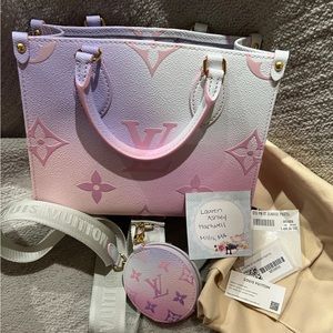 LOUIS VUITTON  Onthego PM Monogram Coated Canvas Tote Sunrise Pastel